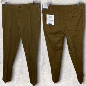 NWT IZOD Saltwater Creek Stretch Chino Straight Leg Pants Tan Brown Size 34 x 32